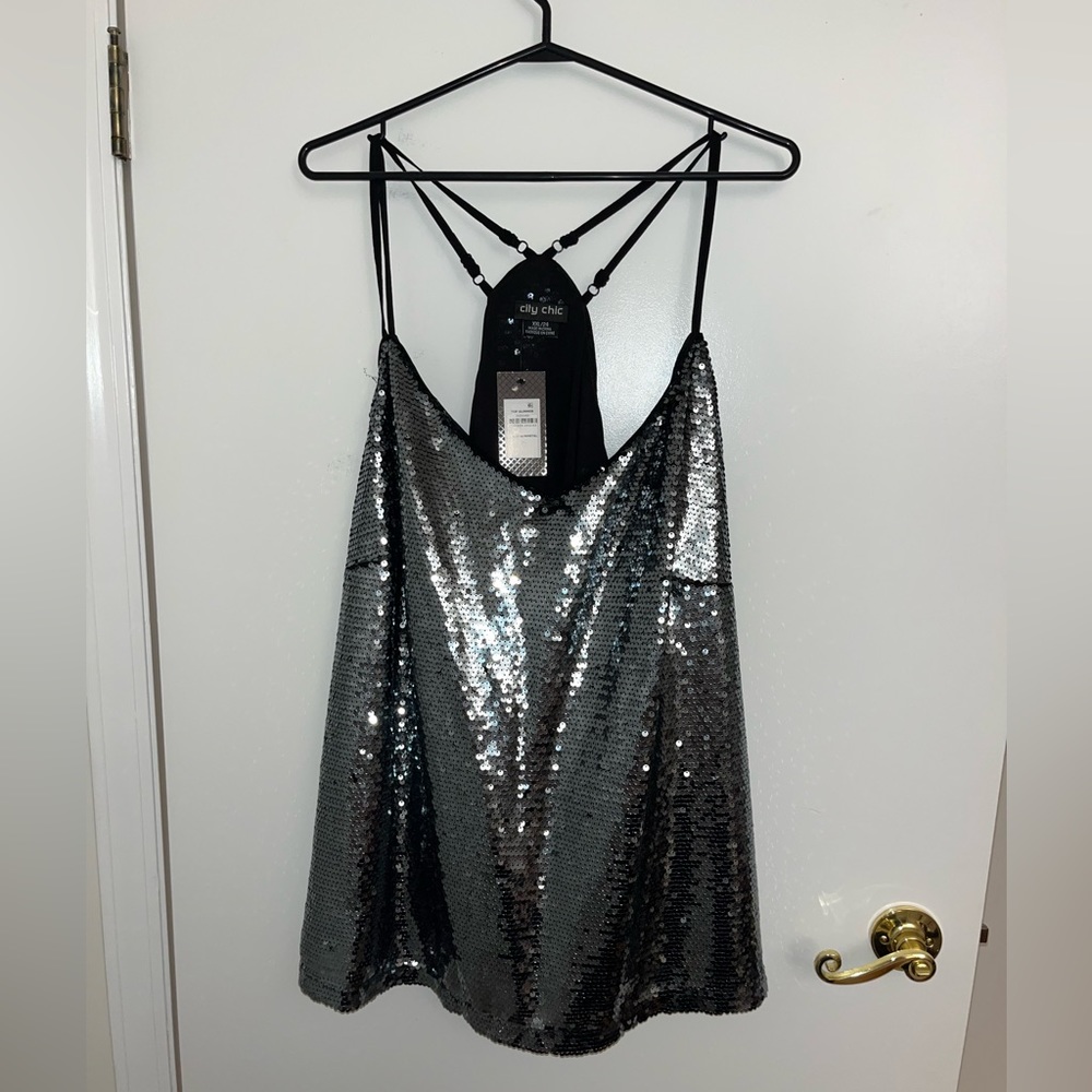 NWT City Chic Glimmer Top - Gunmetal size XXL/ US 24